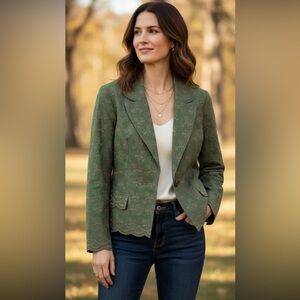 Context Patterned Olive Blazer size 12 NWT